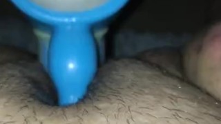 Moaning on friends dildo