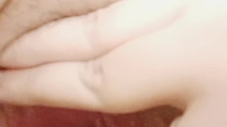 Chubby wife shows off creampied pussy.