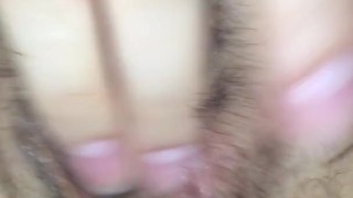  jerk it and masturbate herself with her hairy little pussy