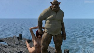 Pig Monster attacks & roughly fucks Busty 3D Hottie! Sex with Monsters 3DX