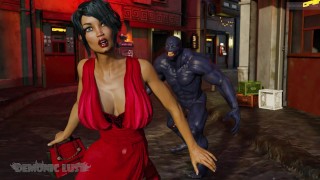 Busty 3D slut regretless fucked in the street by Powerful Monster. 3D Porn