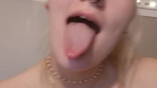 cutie long tongue girl