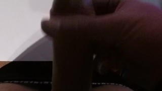 Jerking off on the table closeup
