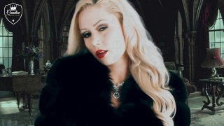 Big Titted Blonde Smoking Topless in Fur Coat