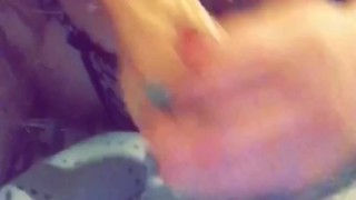 Playing with favorite dildo sucking on huge dick
