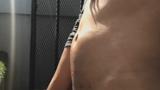 Showing off my big hard cock outside