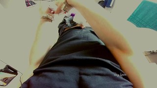 Jay Lane handcuffed and milking their cum with a wand vibrator