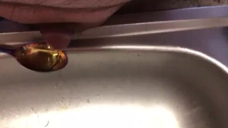 Lance tiny dick pissing in kitchen sink