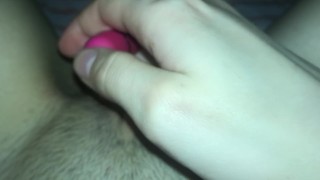 Pushing a vibrator in and out of my pussy