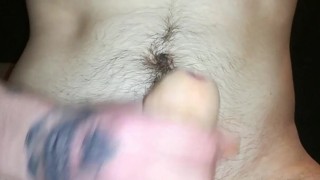 Uncut penis cum shot