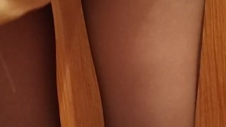 schoolgirl in a skirt and pantyhose showed herself on camera