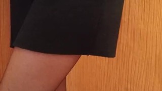 schoolgirl in a skirt and pantyhose showed herself on camera