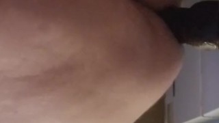 BBC bareback dildo ride