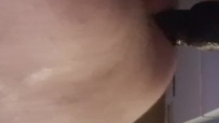 BBC bareback dildo ride