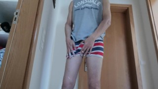 Hot painter strips and cums at work 1/2