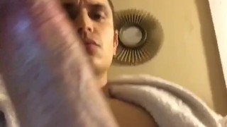Teen jerking off his big 8inch cock. Dick play