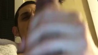 Teen jerking off his big 8inch cock. Dick play