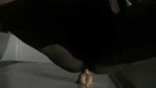 Black soldier rides dildo and jerks off different POV