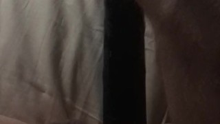 Solo playing with 12" double ended dildo