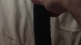 Solo playing with 12" double ended dildo