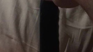 Solo playing with 12" double ended dildo