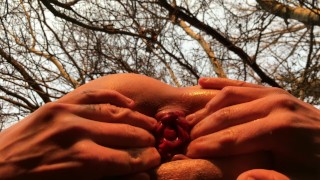 Outdoor teen anal gape - result is rosebud ( long video )