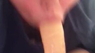 cute femboy virgil sloppy dildo throating 