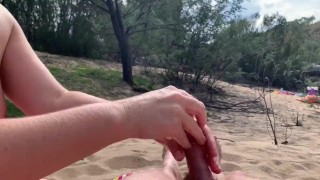 Outdoor Nude Handjob Slow Motion Cumshot
