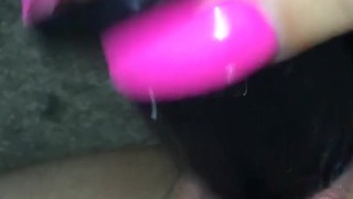 Tiny pussy getting fucked by BBC dildo tease