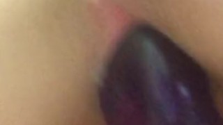 Slowly sliding up and down on my purple cock