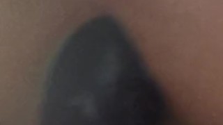Slowly sliding up and down on my purple cock