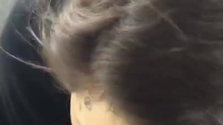Goth teen sucks cock at public park