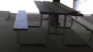 Goth teen sucks cock at public park