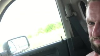 Riding in a car naked. Flashing a trucker. Stroking.