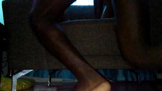 Straight Guy Fingers Milks Himself in the Living Room