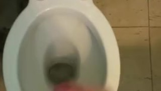 Shooting far in the bathroom.