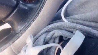 sub baby makes herself cum in a public parking lot