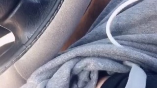 sub baby makes herself cum in a public parking lot