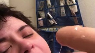 stoned femboy gagging