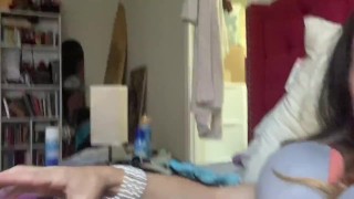 Sissy CD Alice playing with toy and making a mess all over herself