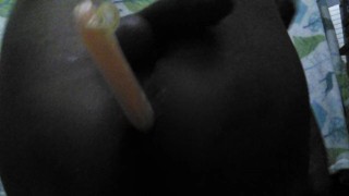 Black Twink Jerks cock and plays with dildo until cum