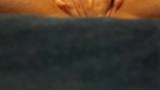 Very wet and sloppy pussy fisting at desk