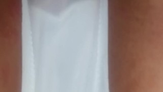 Hot bitch pisses in white panties