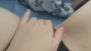 Pantie play in bed with soaking wet pussy