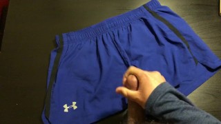 Cuming on my roommate under armour short
