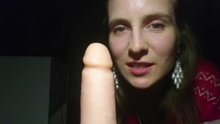 Sexy dirty talk and sloppy dildo blowjob