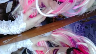 tranny licks her cum