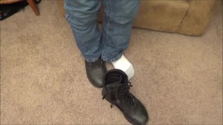 Trans Lady Takes off Boots and Socks After a Long Day