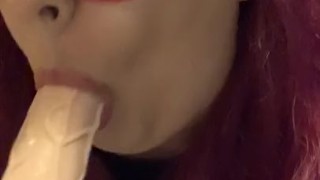 Late night dildo tease oral