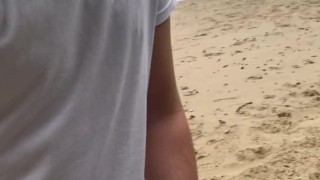 empty BEACH for a GOOD WANK ** phone battery died - No Cumshot **